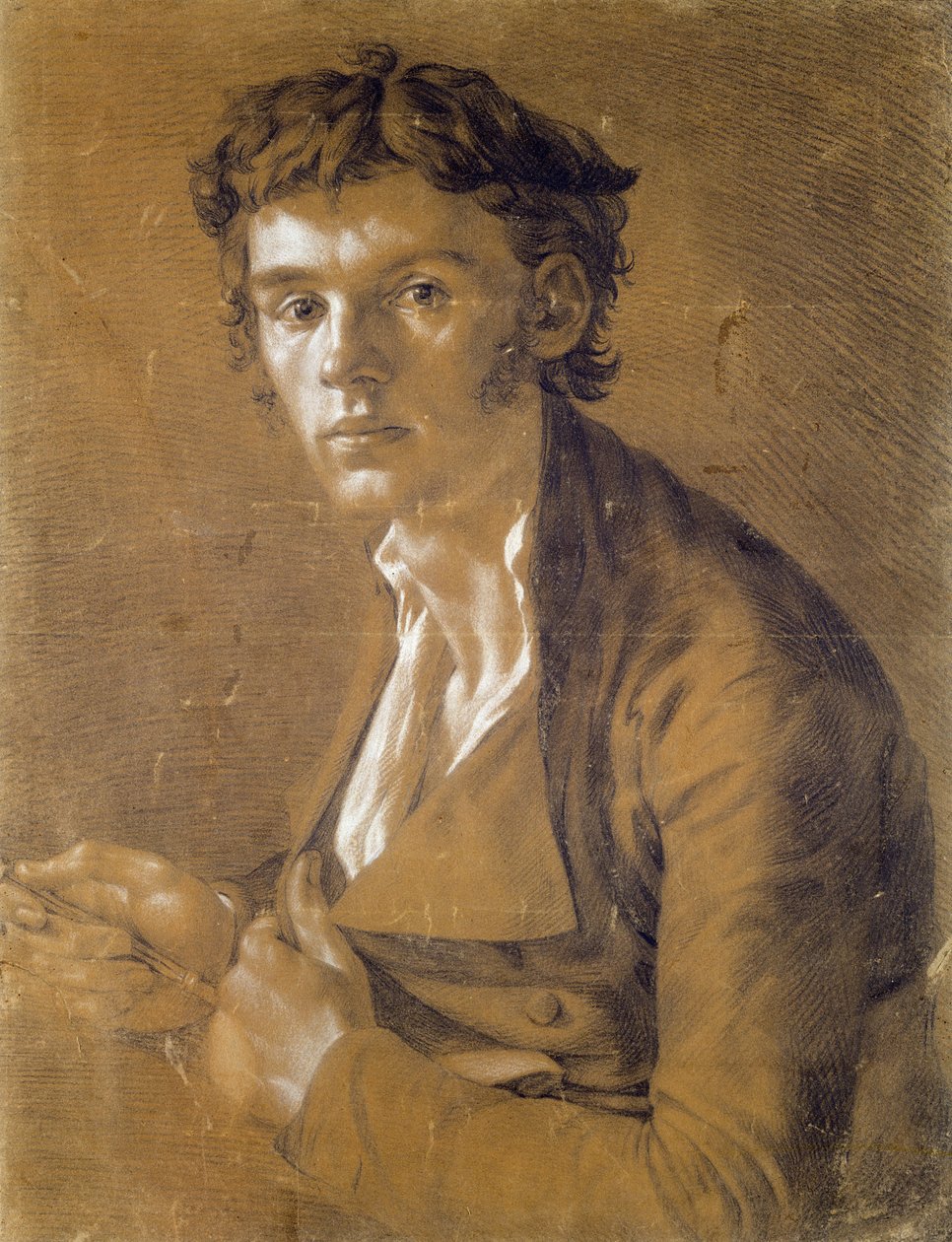Otoportre, 1802 (kağıt üzerinde kahverengi ve beyaz tebeşir) by Philipp Otto Runge