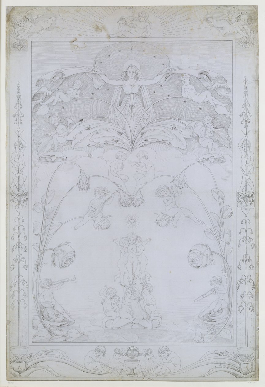 Akşam, 1803 (kağıt üzerine mürekkep) by Philipp Otto Runge