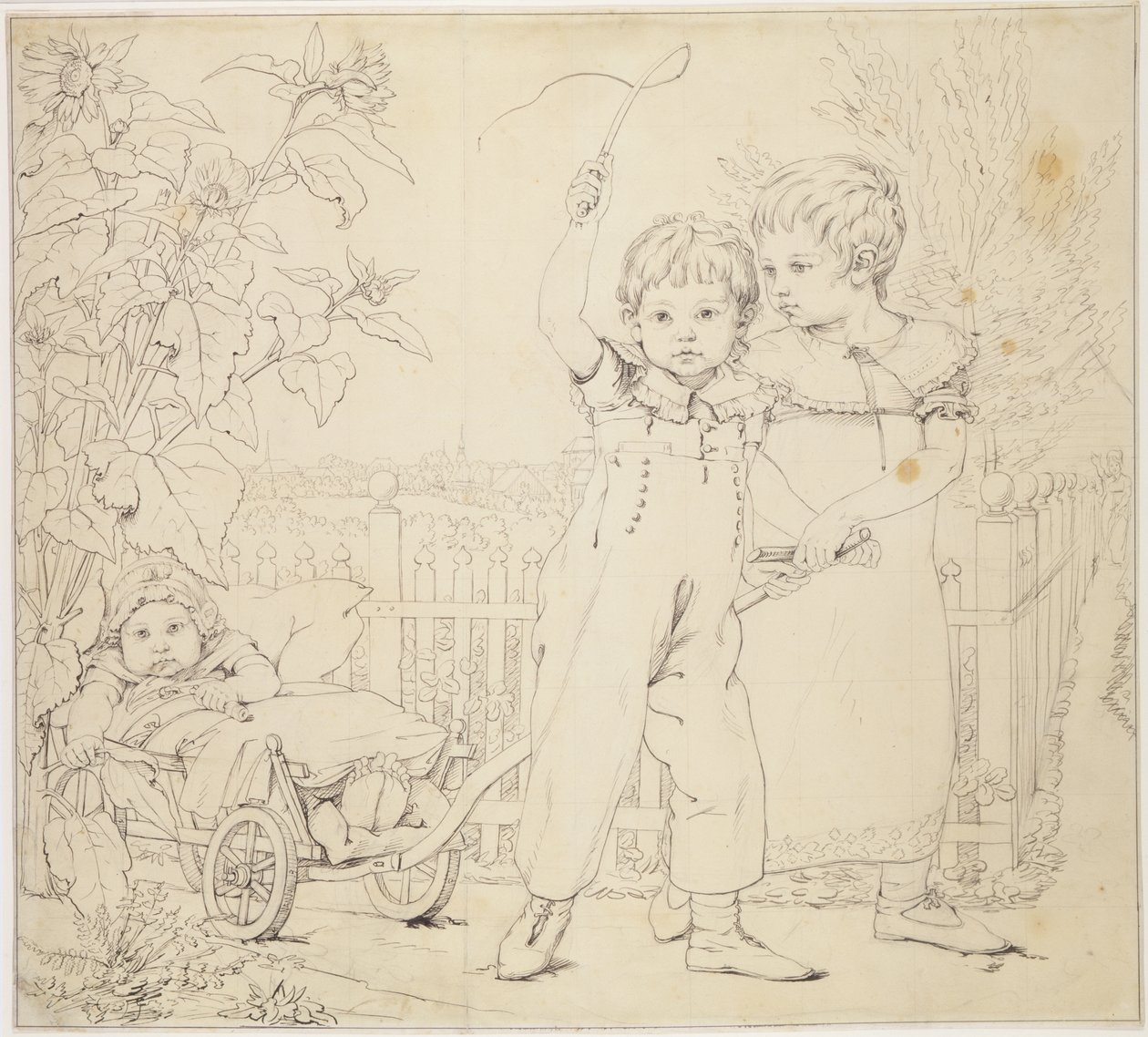 Hulsenbeck Çocukları, 1805-6 (kağıt üzerinde kurşun kalem üzerine kalem ve mürekkep) by Philipp Otto Runge