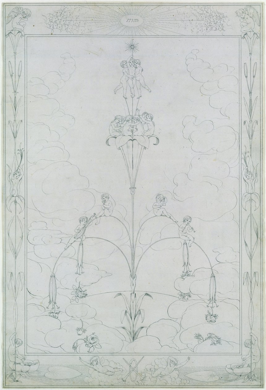 The Morning, 1803 (kağıt üzerine mürekkep) (ayrıca bkz. 141681) by Philipp Otto Runge