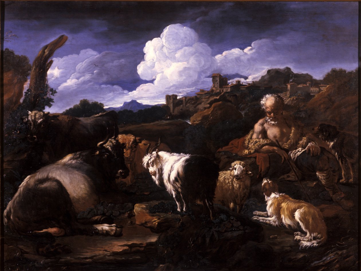 sürüsü ile çoban by Philipp Peter Roos
