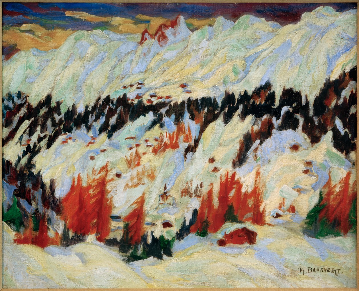 Davos Frauenkirch yakınlarındaki kış manzarası, (Davos Glacis yakınlarındaki kış manzarası) by Philipp Bauknecht