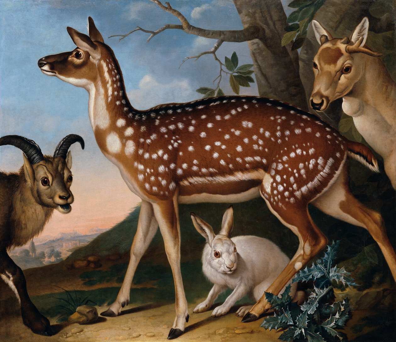 alageyik, dağ keçisi ve tavşan by Philipp Ferdinand de Hamilton