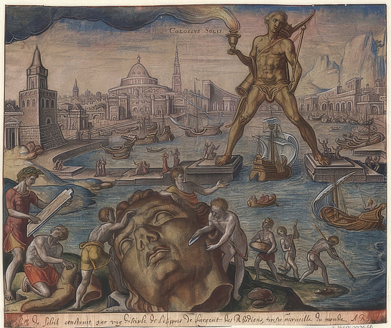 Rodos Heykeli (dünyanın yedi harikası dizisinden). Maarten van Heemskerck