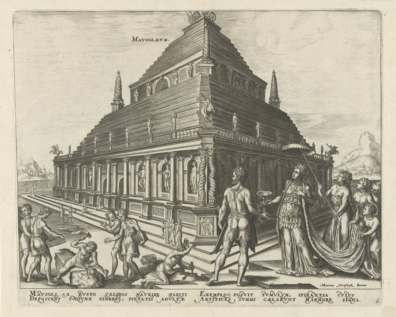 Dünyanın Sekizinci Harikası serisinden Halikarnas Mozolesi, 1572 by Philipp Galle