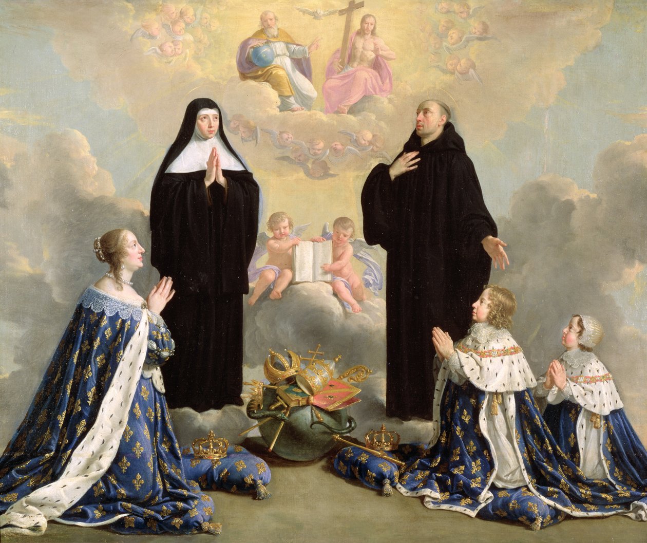 Avusturyalı Anne (1601-66) ve Çocukları Aziz Benedict ve Aziz Scholastica ile Dua ederken, 1646 by Philippe de Champaigne