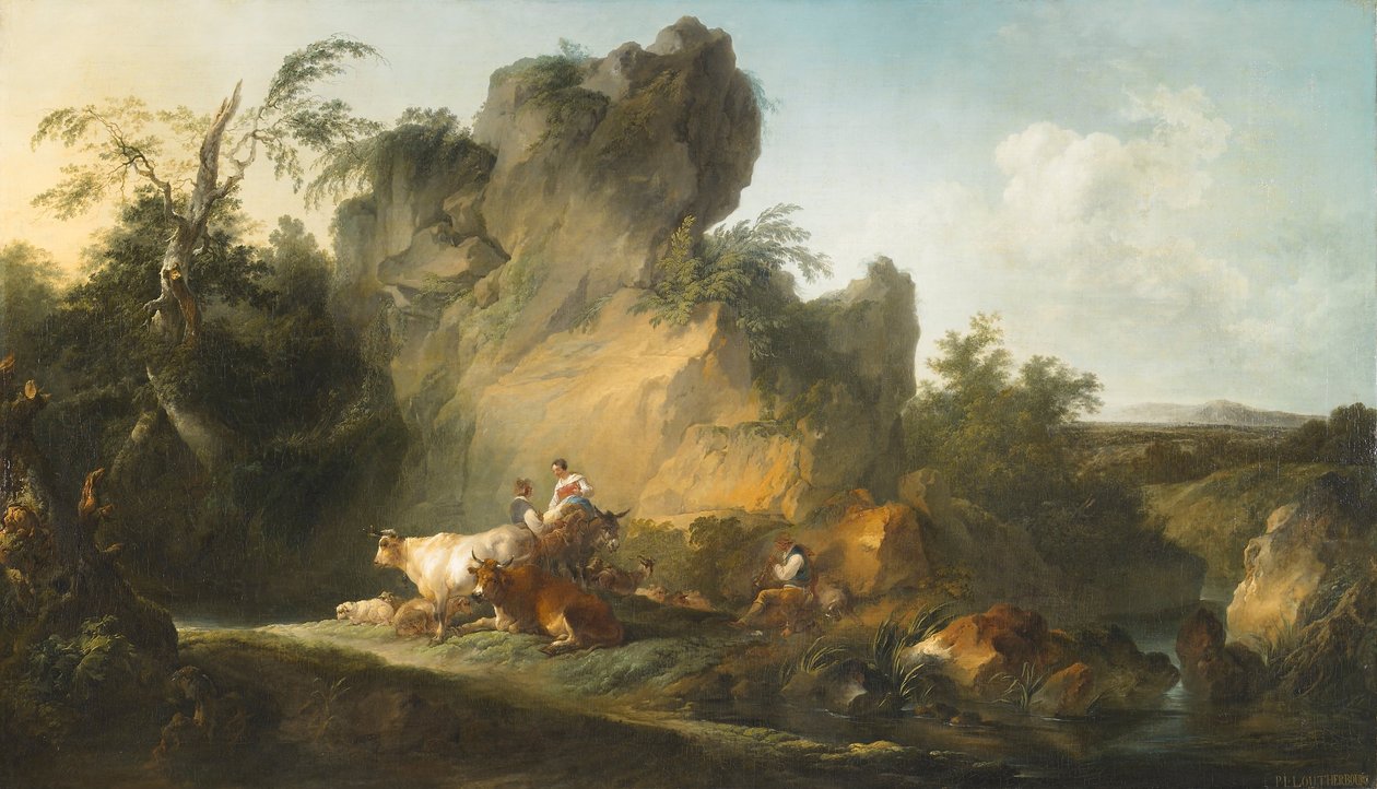 Figürler ve Hayvanlarla Manzara by Philippe Jacques de Loutherbourg
