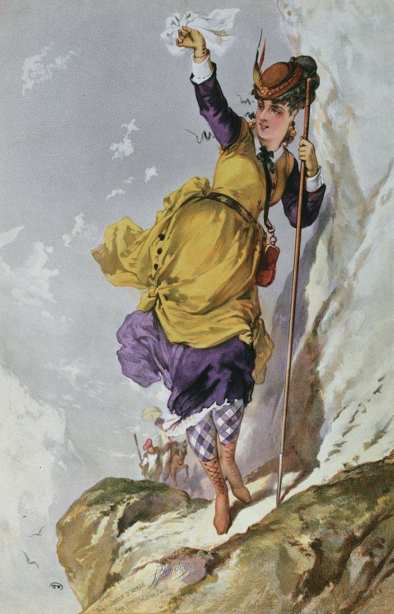 Kadın Dağ Tırmanışı, 1860-70 dolayları by Philippe Jacques after Linder
