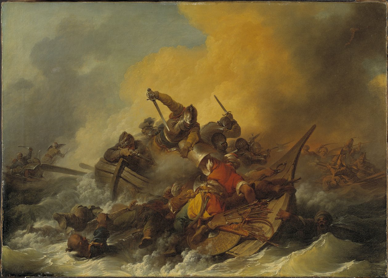 Askerler ve Doğu Korsanları arasında Denizde Savaş, 1767 by Philippe Jacques de Loutherbourg