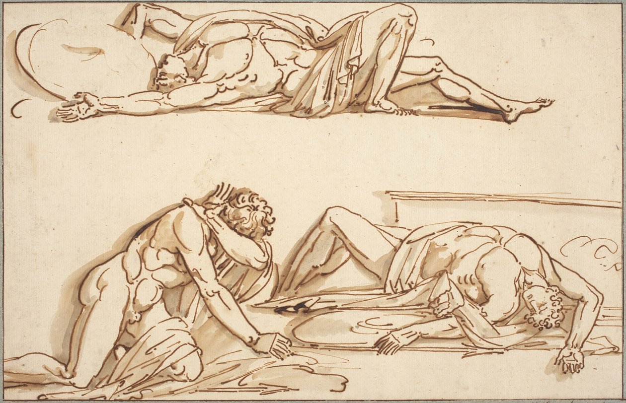 Aşil ve Patroclus by Philippe Auguste Hennequin