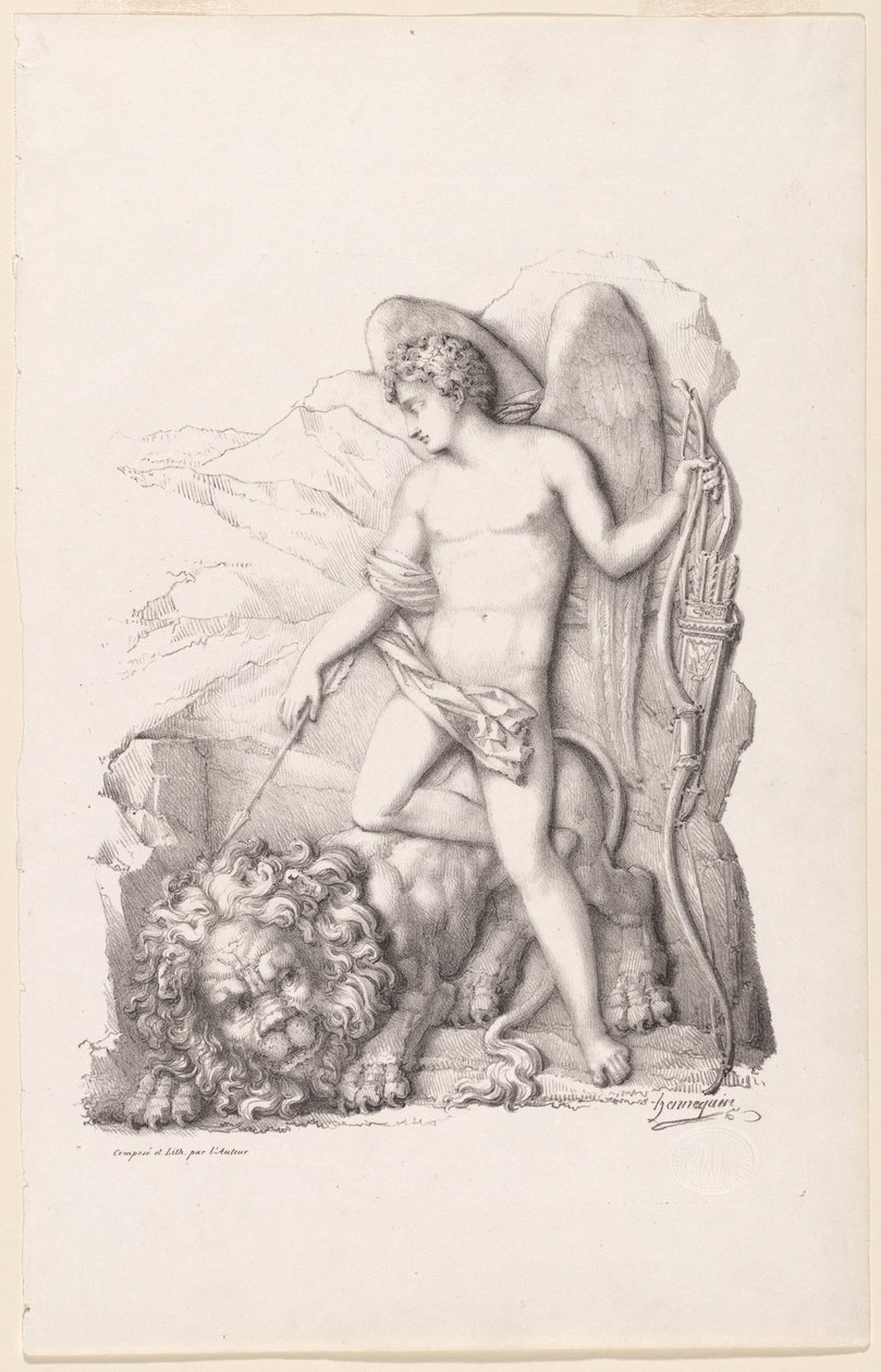 Aslanı Yenerek Aşkın Kişileştirilmesi by Philippe Auguste Hennequin