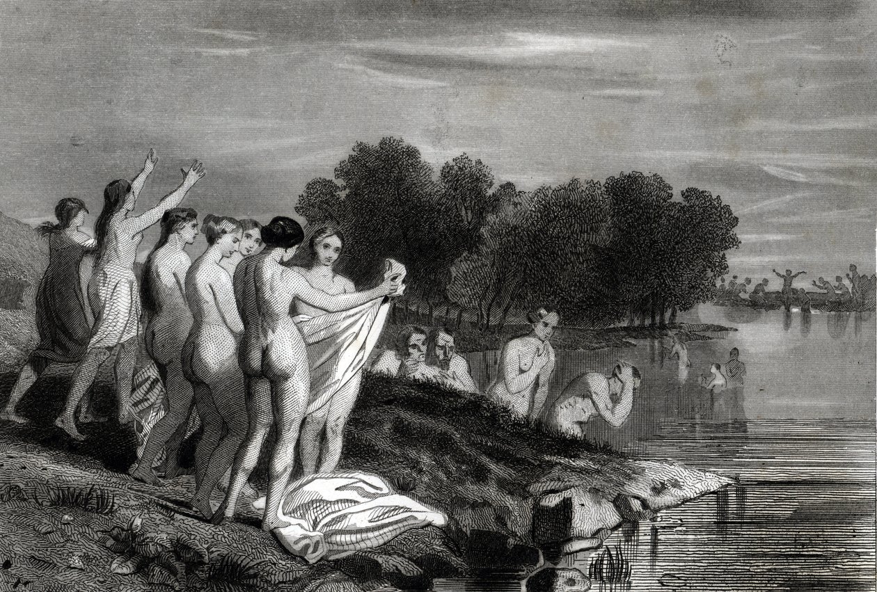 Anabaptizm: Anabaptistler, vaftizin ancak adayın Mesih'e olan inancını itiraf etmesi ve vaftiz edilmek istemesi durumunda geçerli olduğuna inanan Hristiyanlardır. by Philippe Auguste Jeanron
