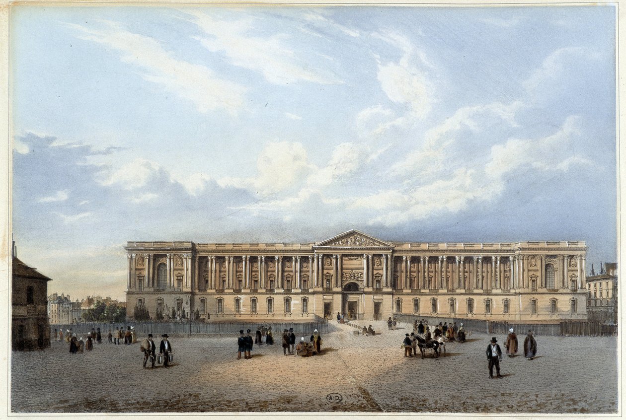 Colonnade du louvre - Jacottet ve Benoist tarafından tasarlanan “Paris ve çevresinde Yürüyüş”te, c. 1840 by Philippe Benoist