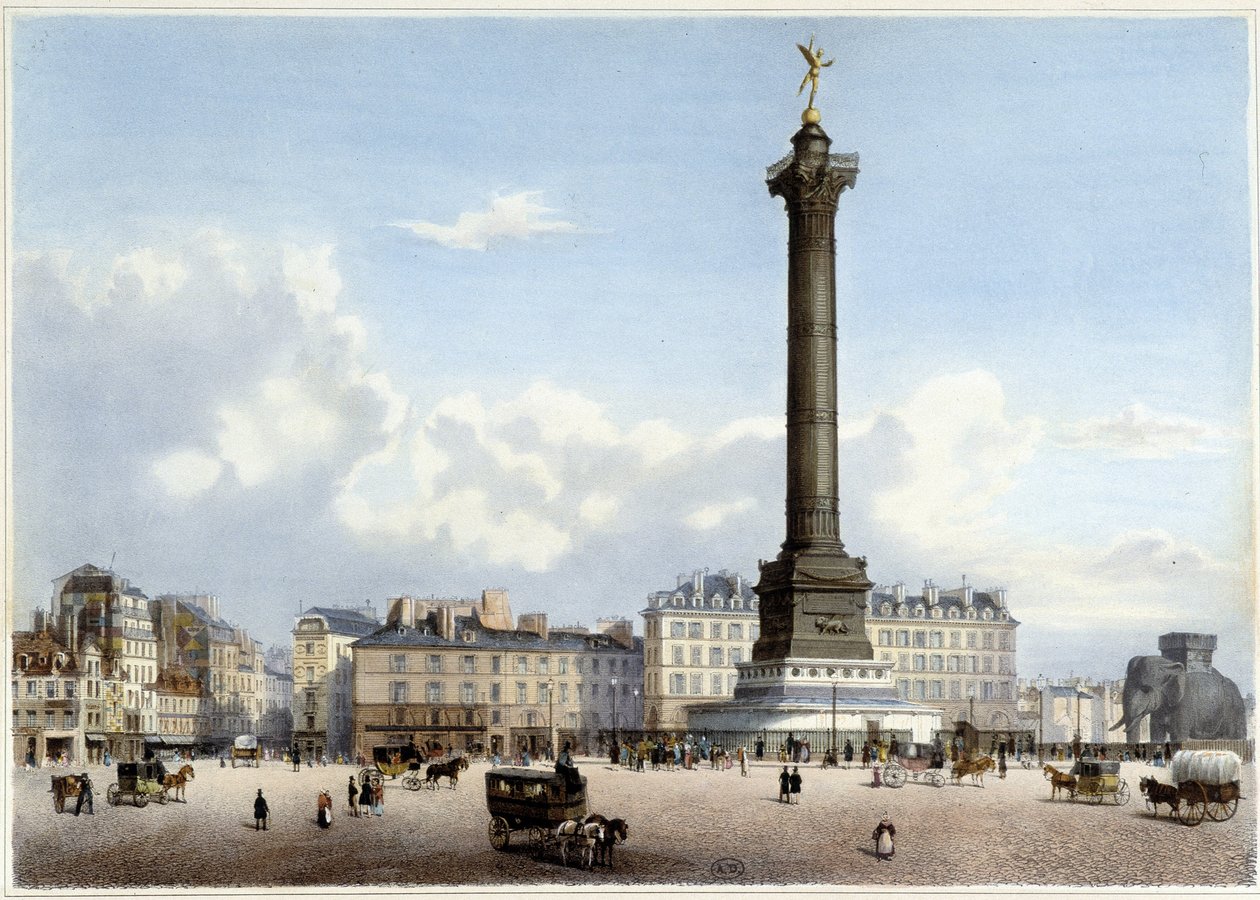 Column de Juillet à la Bastille - Jacottet ve Benoist tarafından tasarlanan “Paris ve çevresinde bir yürüyüş” içinde, c. 1840 by Philippe Benoist