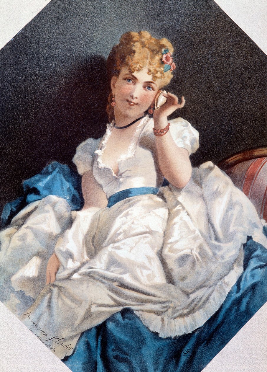 Philippe Jacques Linder (1835-?) tarafından yazılan Kabuklu Taş Baskıdaki Kadın. 19. yüzyıl Özel Koleksiyonu by Philippe Jacques Linder