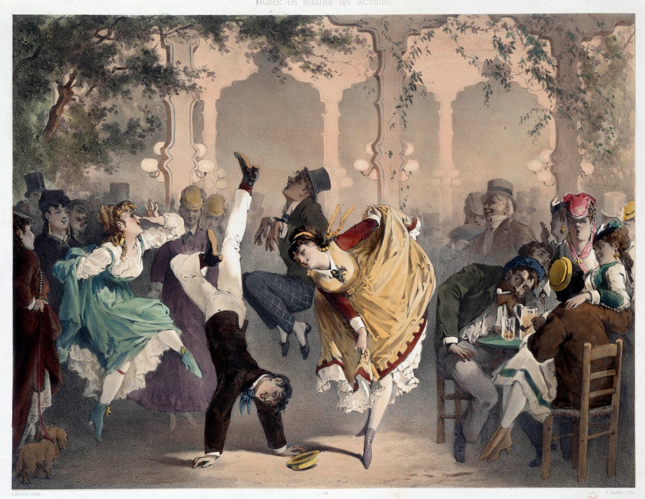 Izgara, Bullier Scene popüler eğlencesine sahiptir. Philippe Jacques Linder (1835-?) tarafından litografi. Görgü ve Eylemler Müzesi Serisi. Karnaval Müzesi, Paris by Philippe Jacques Linder