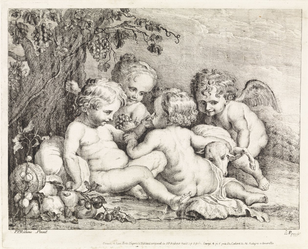 İsa, Vaftizci Yahya ve iki putti by Philippe Lambert Joseph Spruyt