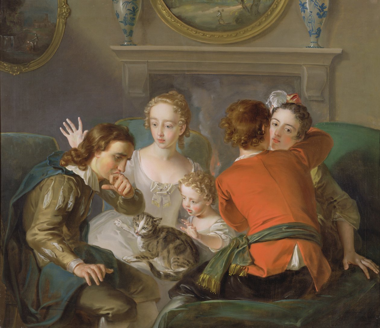 The Sense of Touch, c.1744-47 (tuval üzerine yağlı boya) (ayrıca bkz. 129301 ve 129302) by Philippe Mercier