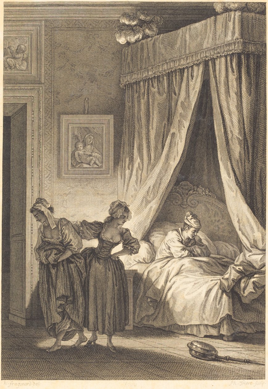 Üç dedikodunun bahsi: Hizmetçi by Philippe Triere and Antoine Jean Duclos after Jean Honoré Fragonard