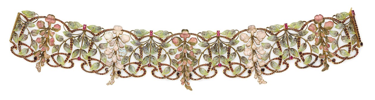Art Nouveau çok değerli taş ve emaye 
