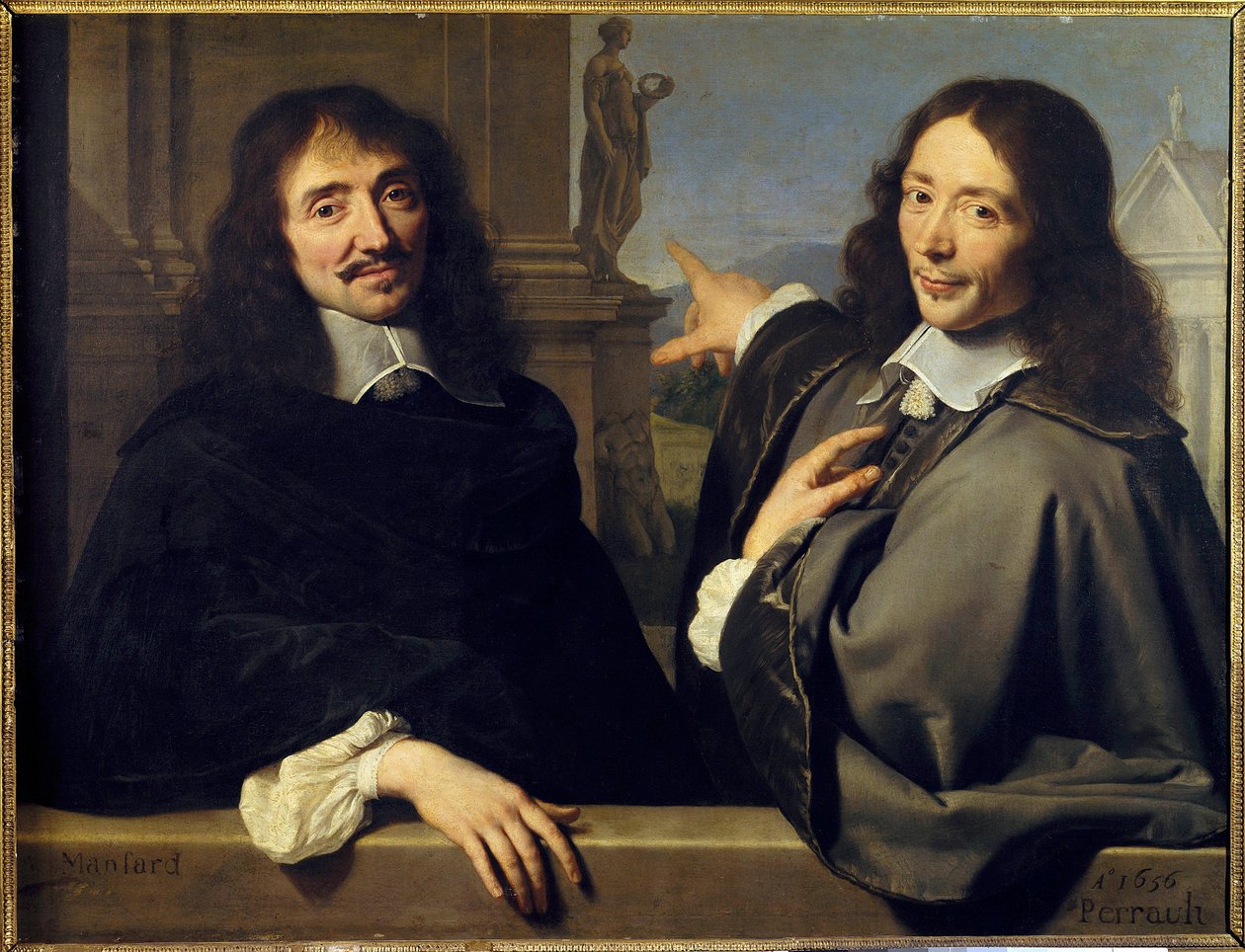 İki adamın portresi: Francois Mansart (1598-1666) ve Claude Perrault (1613-1688) by Philippe de (attr. to) Champaigne