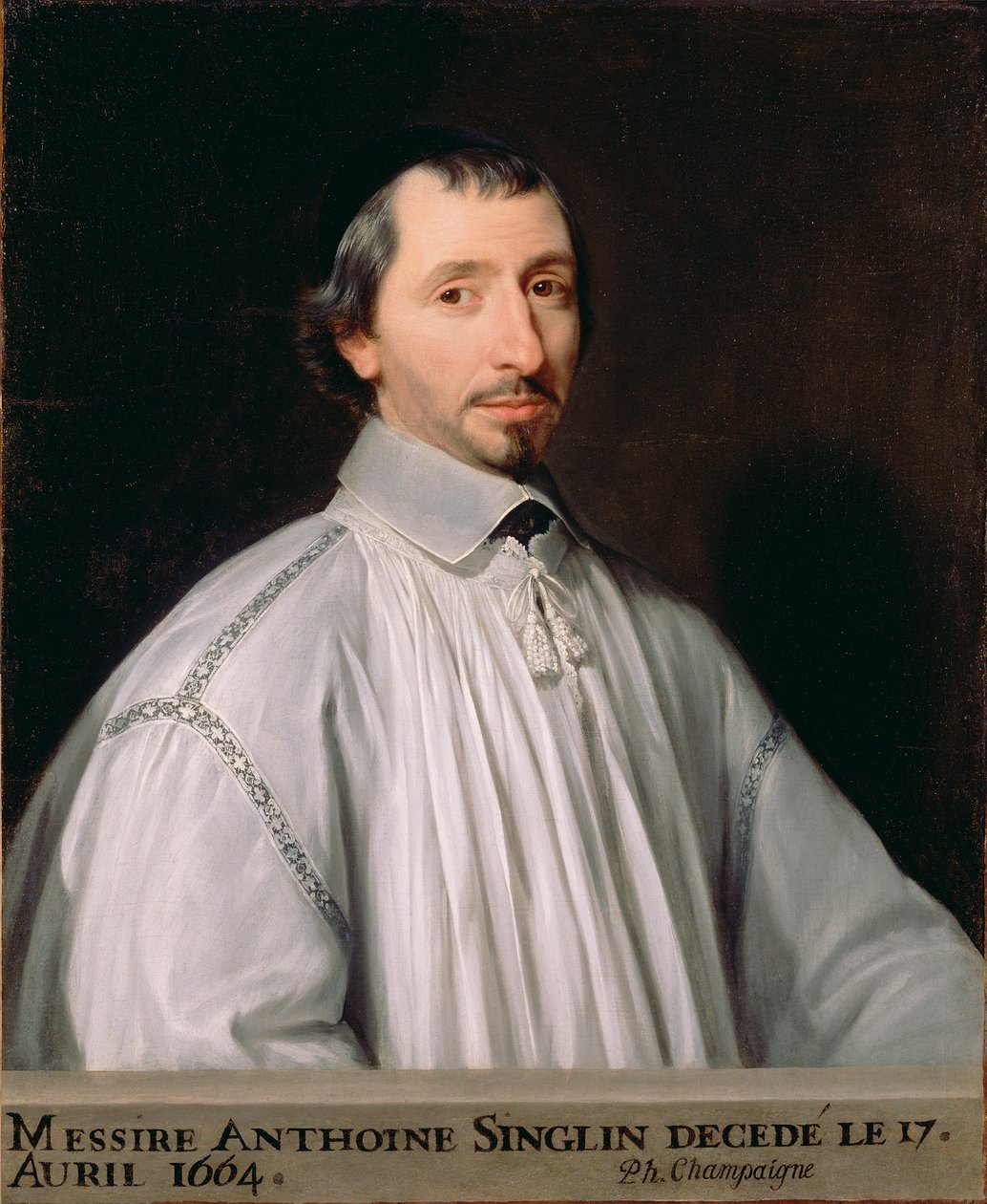 Antoine Singlin, c.1646 (tuval üzerine yağlı boya) by Philippe de Champaigne