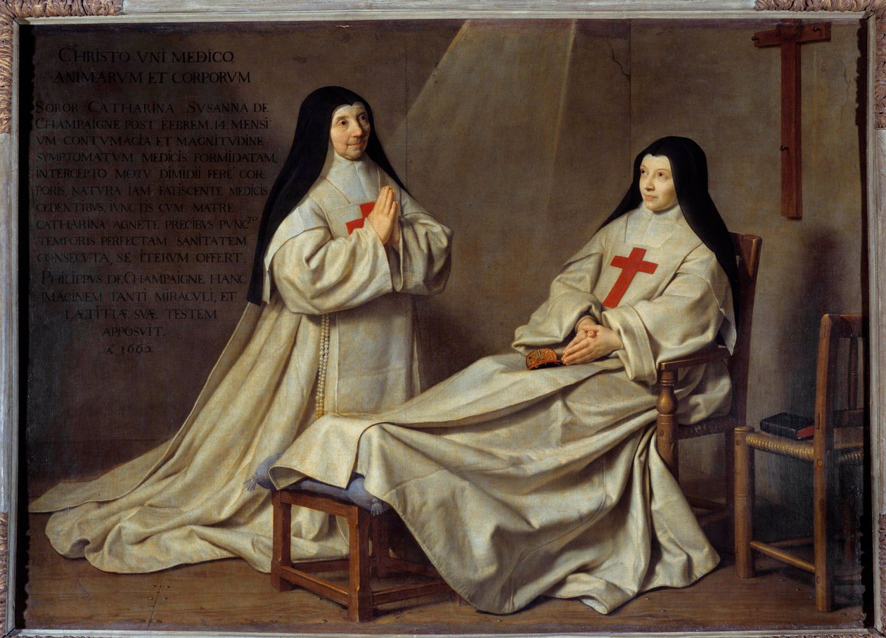 Jansenism: “” Anne Catherine Agnes Arnauld (1593-1671) ve Rahibe Catherine de Sainte Suzanne Champaigne (1636-1686), sanatçının kızının portresi””” Saint-Paul Anne Catherine-Agnes Agnes Arnauld adlı başrahipti. Port Roya Manastırı by Philippe de Champaigne