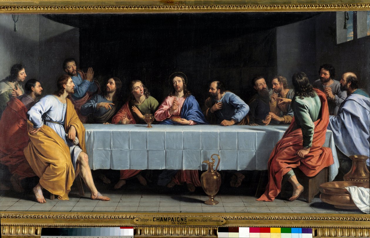 Son Akşam Yemeği “La petite cene” diyor Philippe de Champaigne (1602-1674). Boyut 0.80 x 1.49 m Paris. Louvre müzesi by Philippe de Champaigne