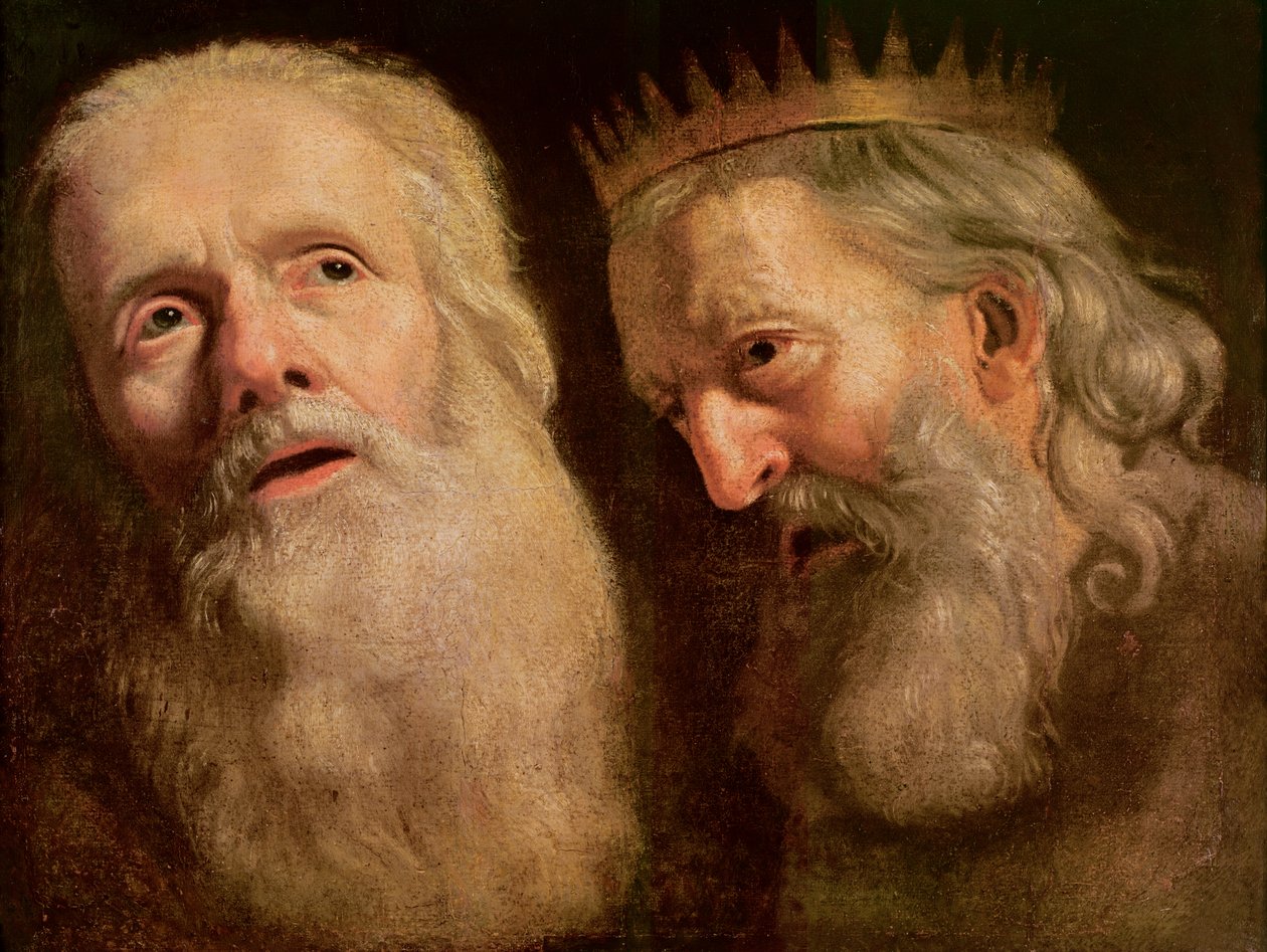İki Yaşlı Adamın Başlarının İncelenmesi, by Philippe de Champaigne