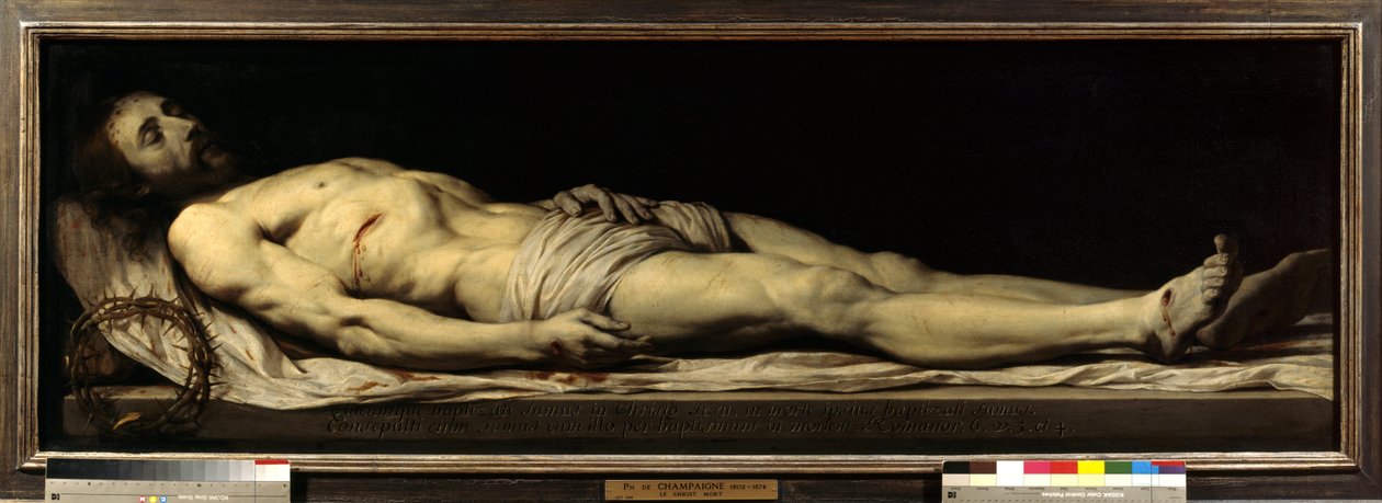 Örtüsü Üzerinde Yatan Ölü İsa Tablosu Philippe de Champaigne (1602-1674) 17.yy Güneş 0,68x1,97 m Paris, Musee du Louvre by Philippe de Champaigne