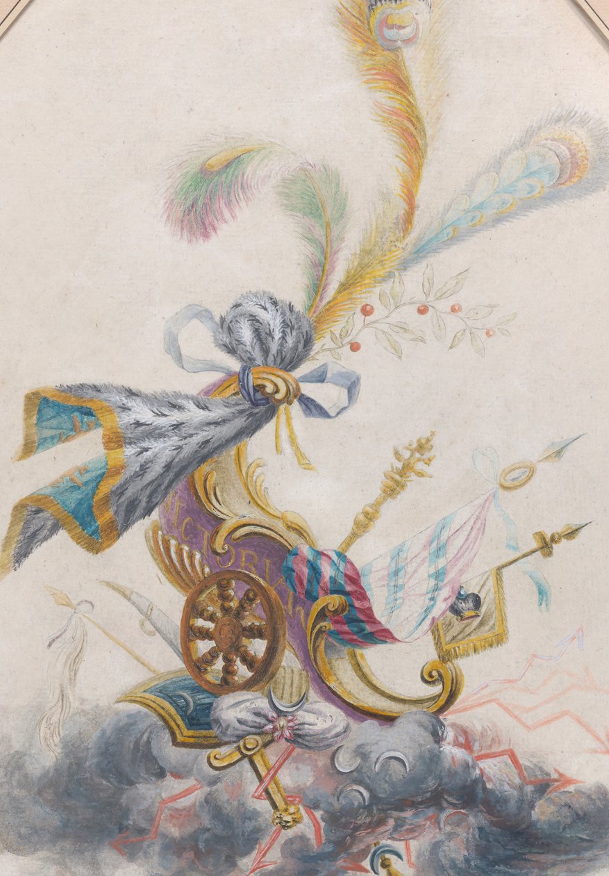 Bir Bulut Üzerinde Bir Zafer Arabası olan bir Lampas Silk tasarımı, yaklaşık. 1770-75. by Philippe de Lasalle