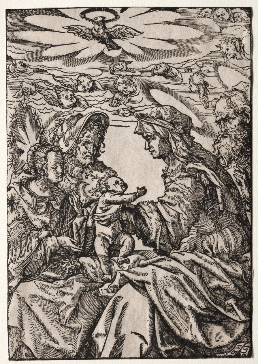 Aziz Anne ve Joachim ile Kutsal Aile by Philippe de Lasalle