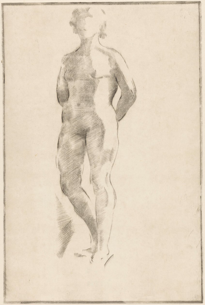 Elleri arkasında duran çıplak kadın by Philippus de Groot (signed by artist)