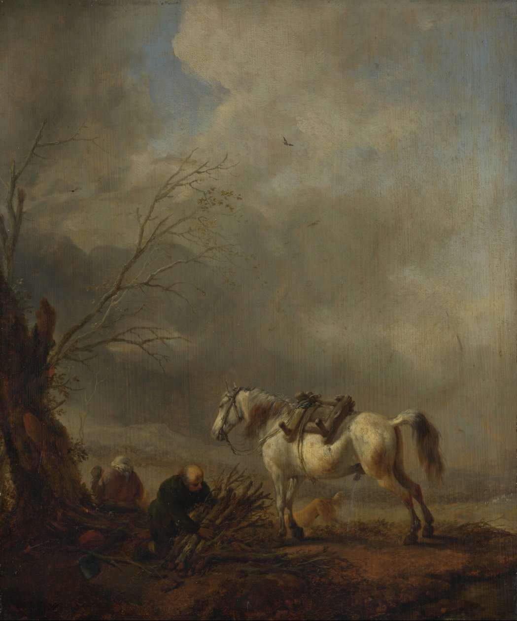 Bir Beyaz At ve Yaşlı Bir Adam ibneleri bağlar by Philips Wouwerman