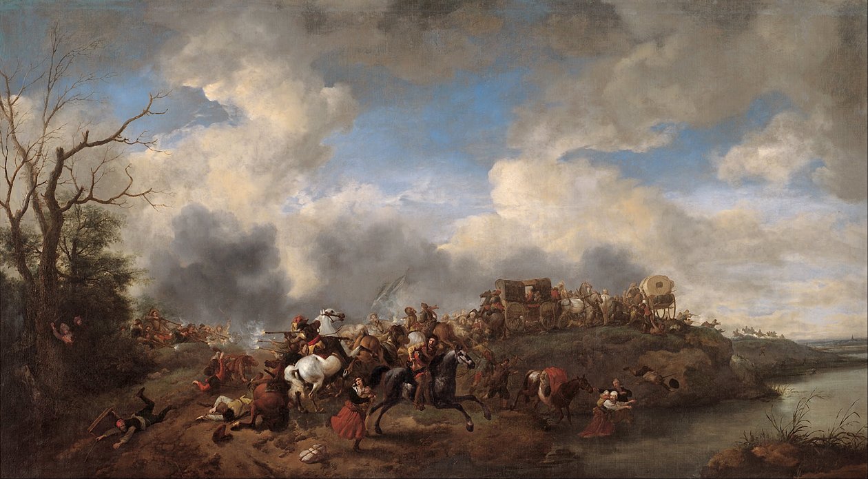 Bir süvari savaşı by Philips Wouwerman