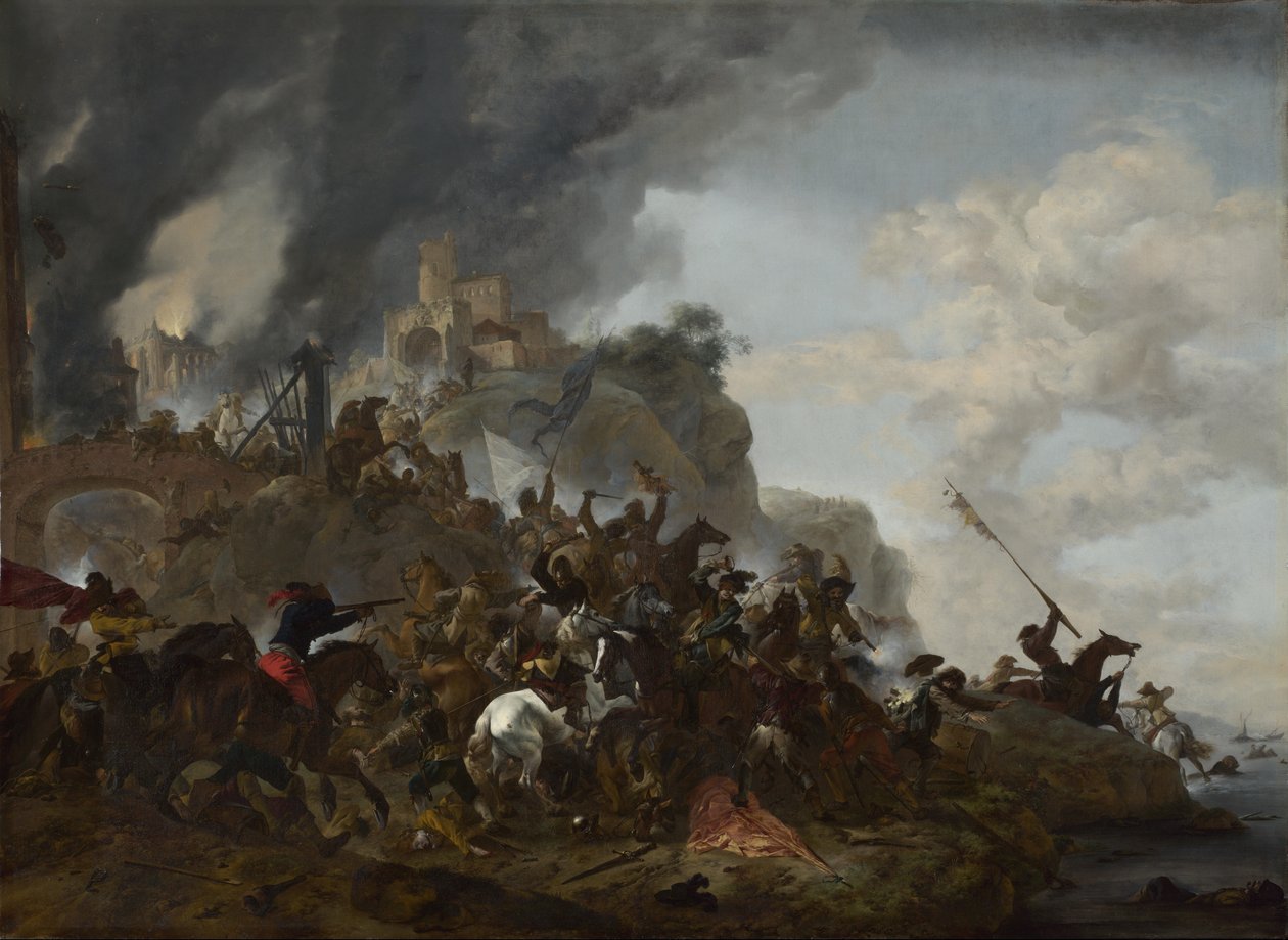 Tepedeki Kaleden Taarruz Yapan Süvari by Philips Wouwerman