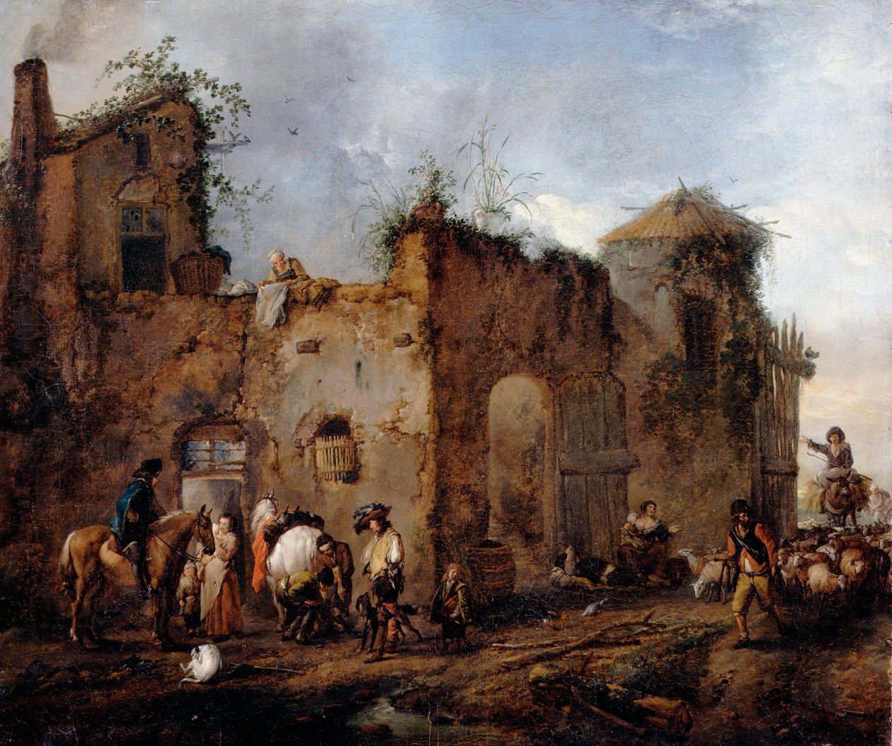 Atı nallayan bir nalbantın olduğu avlu by Philips Wouwerman