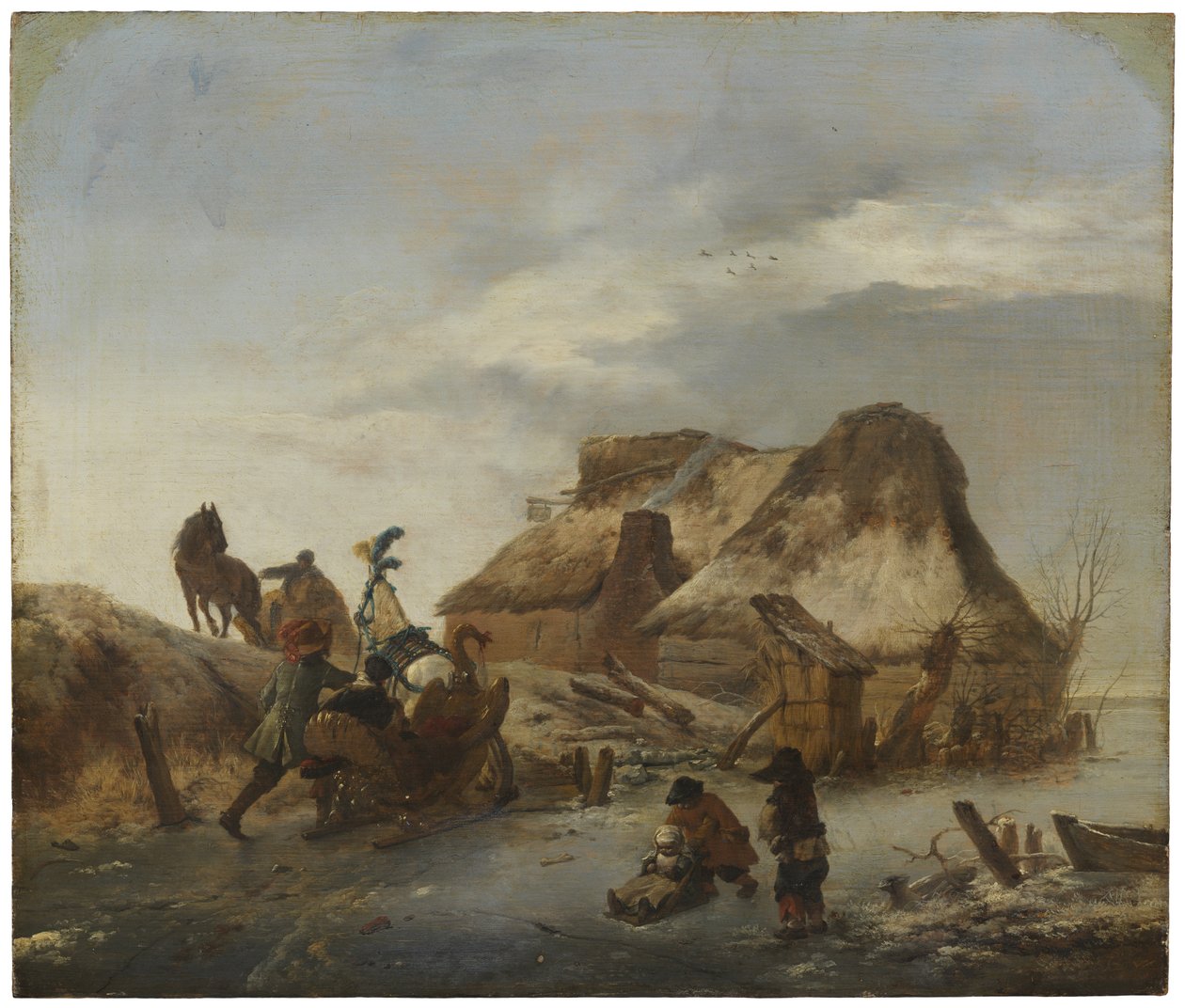 Buz Üzerinde Bir Asilzadenin Kızağı, 1646 dolayları by Philips Wouwerman
