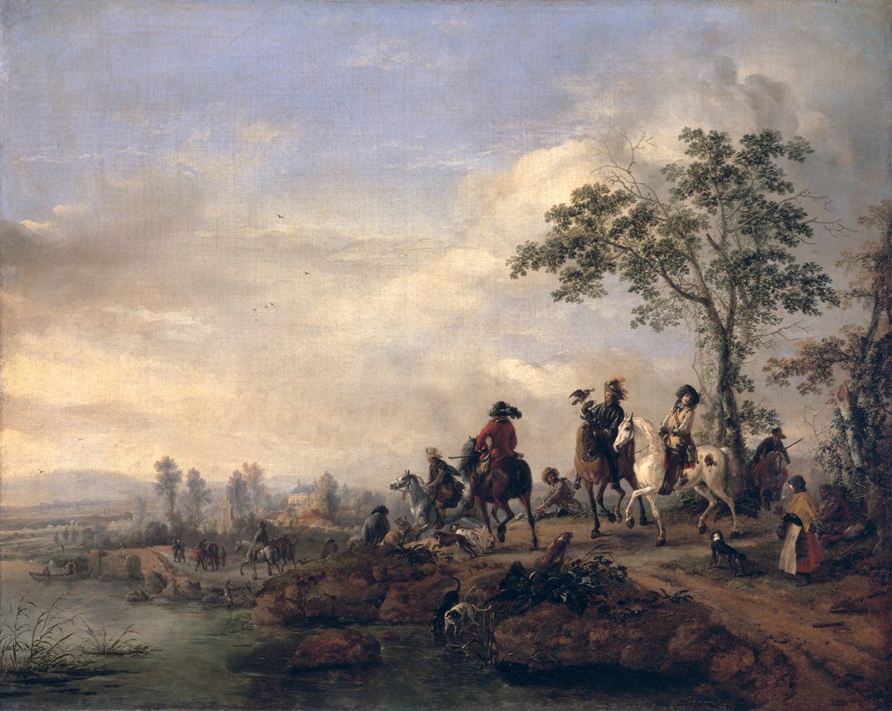 Falconers Avdan Eve Dönüyor, 1658-60 by Philips Wouwerman