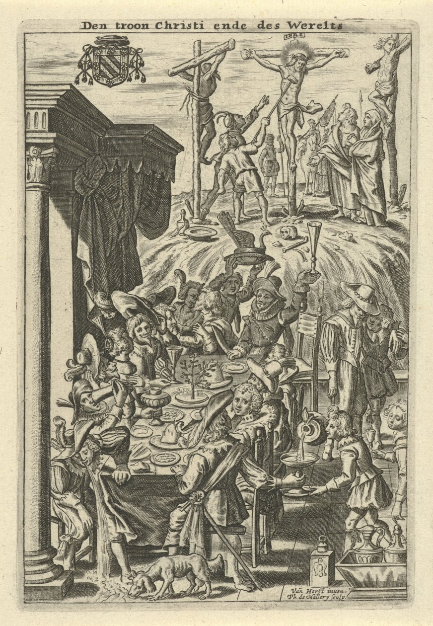 İsa çarmıhta ve bir bayram by Philips van Mallery