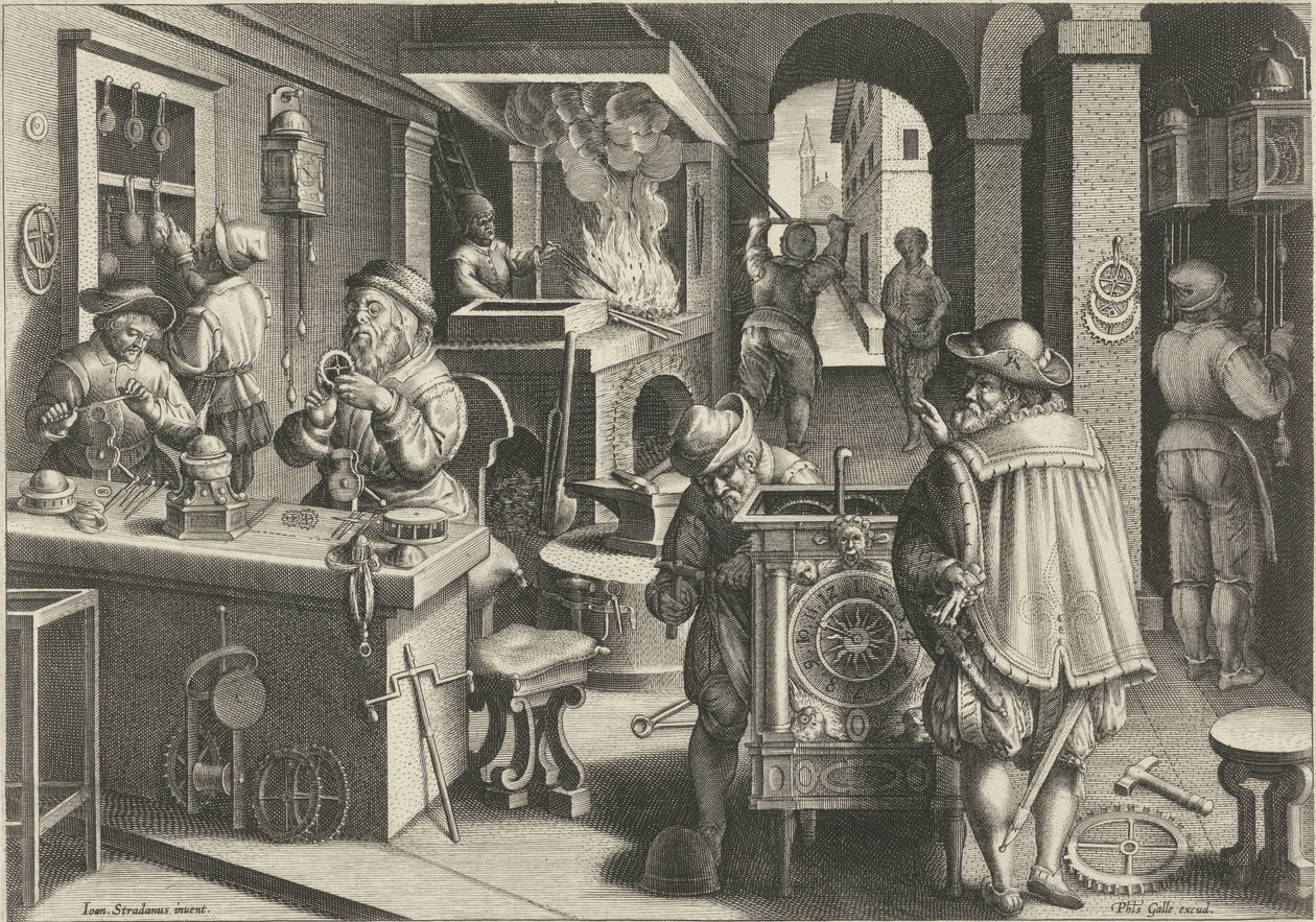 saatçiler Yeni icatlar ve keşifler (dizi başlığı) Nova Reperta (dizi başlığı) by Philips Galle (attributed to workshop of)