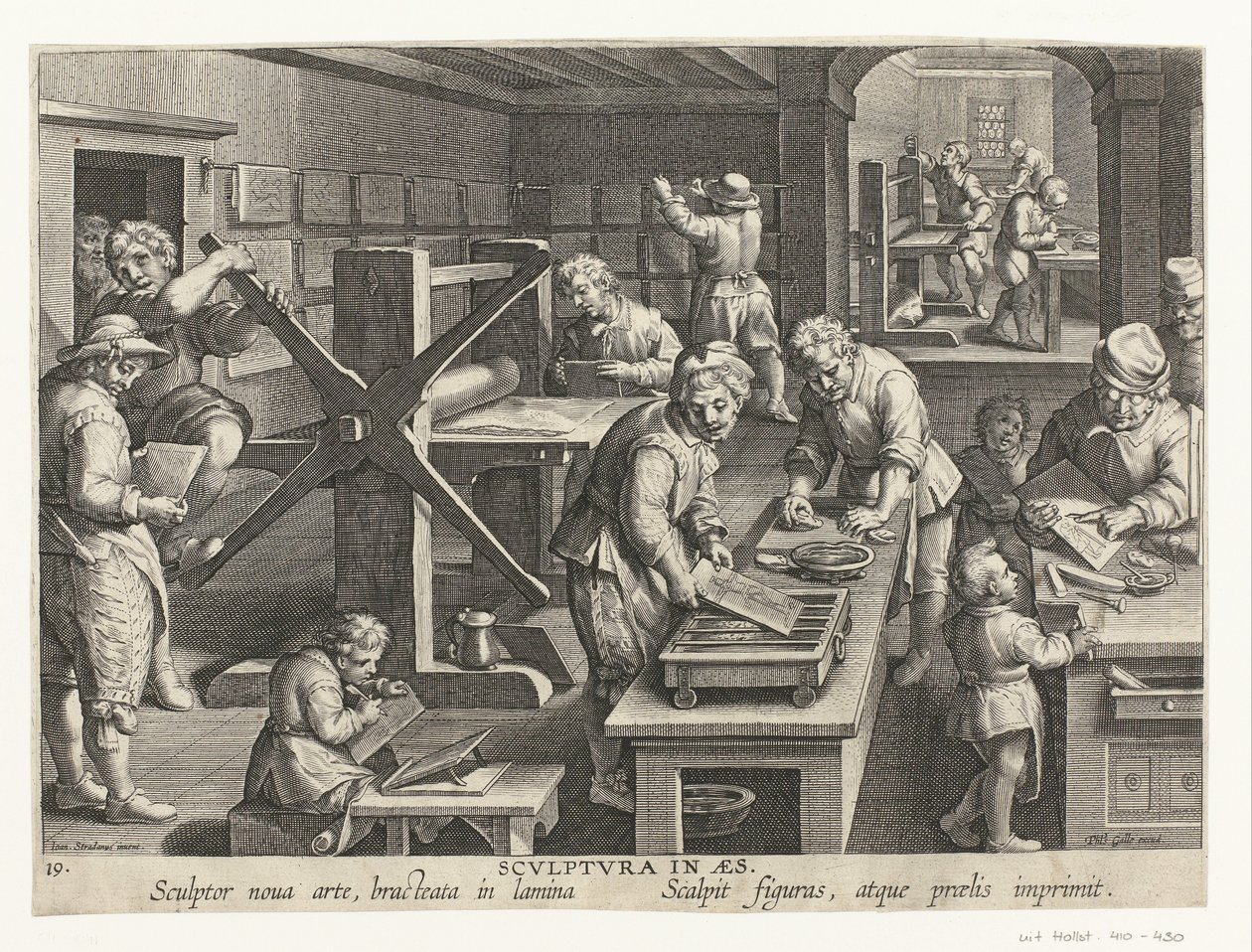 Bakır gravür üretimi aes olarak Scvlptvra (nesne üzerindeki başlık) Yeni icatlar ve keşifler (dizi başlığı) Nova Reperta (dizi başlığı) by Philips Galle (attributed to workshop of)