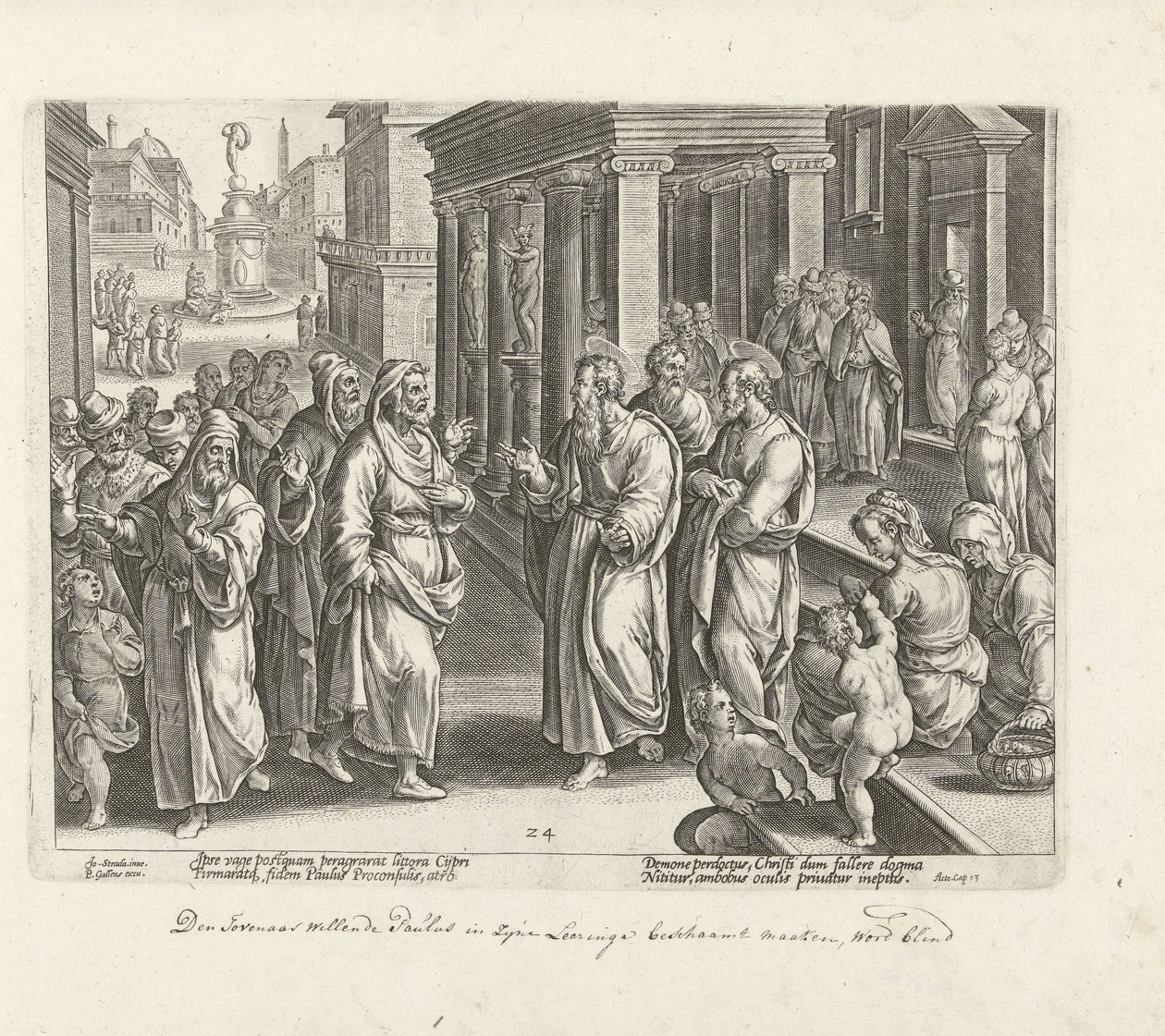 Pavlus büyücü Elymas ile tartışıyor Elçilerin İşleri (dizi başlığı) Acta Apostolorum (dizi adı) by Philips Galle (possibly)