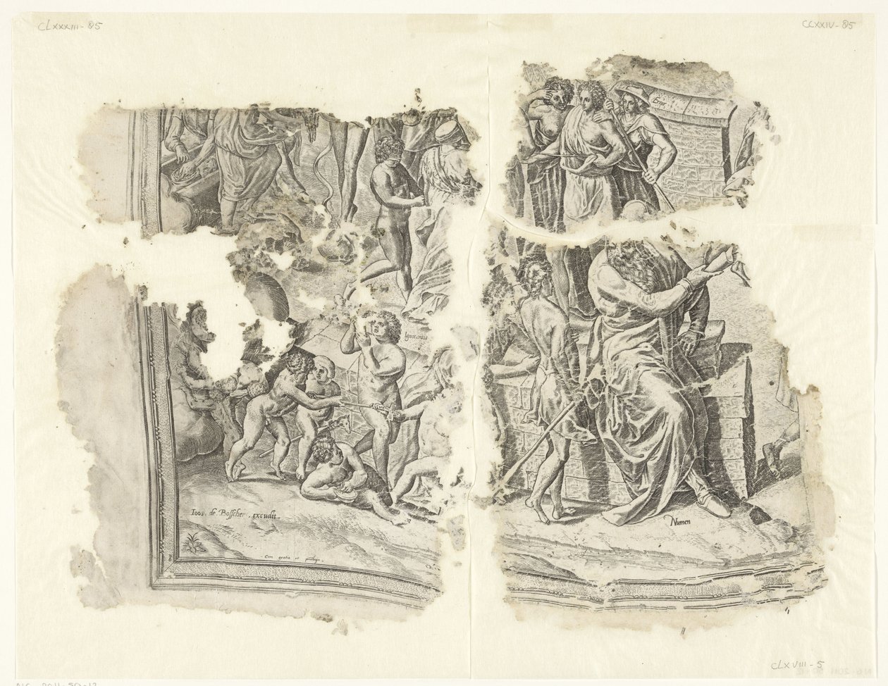 Cebes Tabula Cebetis Carta Vitae tarafından sahnenin bir baskısının sol alt köşesi (orijinal başlık) by Philips Galle