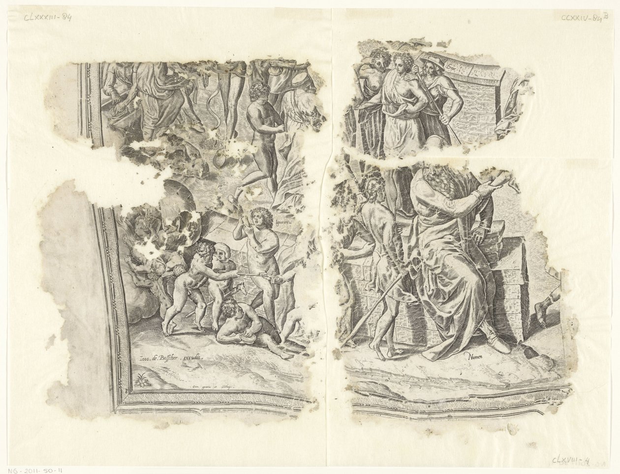Cebes Tabula Cebetis Carta Vitae tarafından sahnenin bir baskısının sol alt köşesi (orijinal başlık) by Philips Galle