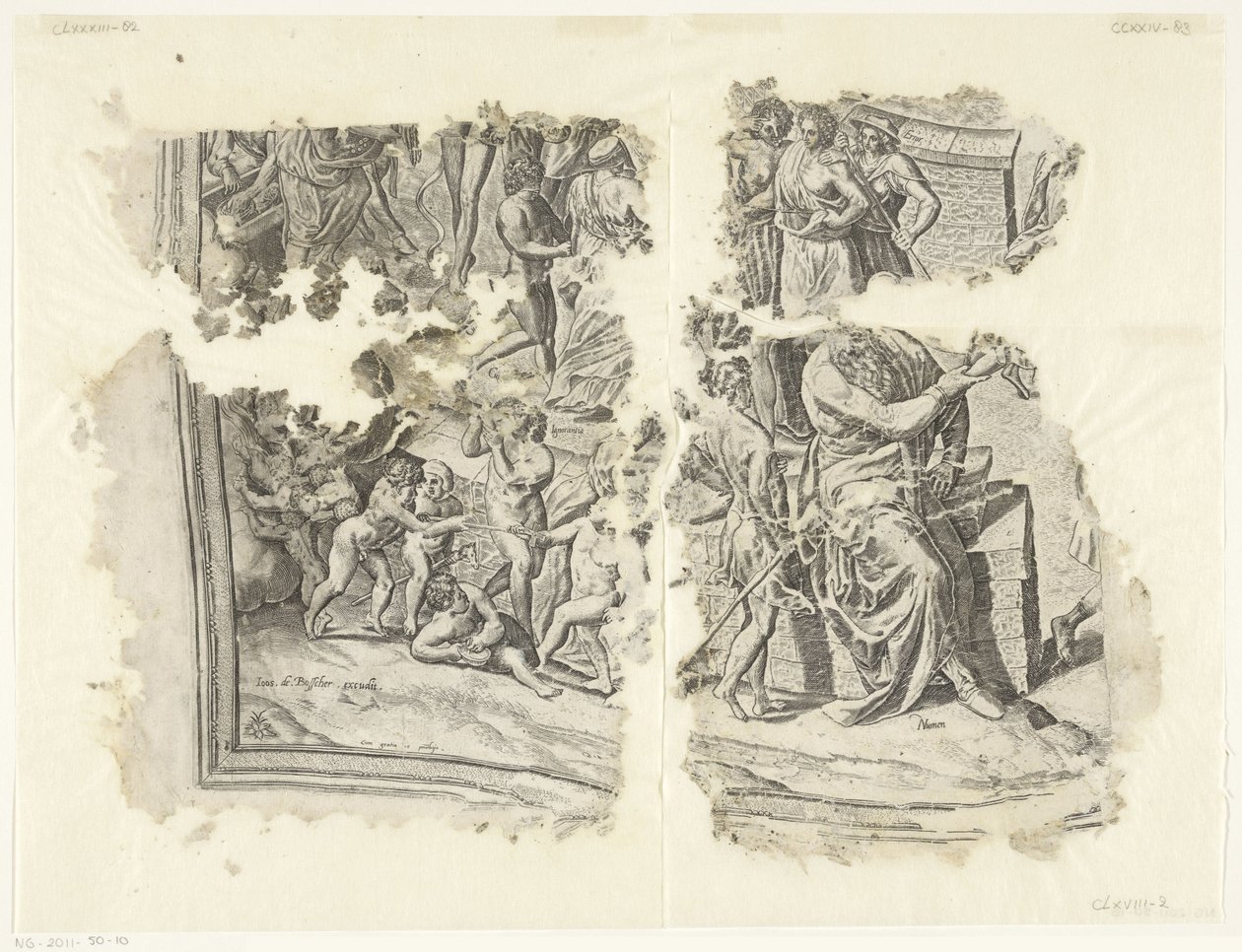 Cebes Tabula Cebetis Carta Vitae tarafından sahnenin bir baskısının sol alt köşesi (orijinal başlık) by Philips Galle