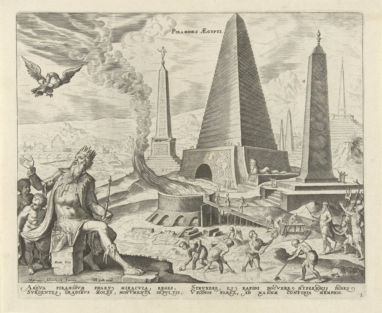 Mısır Piramitleri Aegypti Piramitleri (nesne üzerindeki başlık) Dünyanın Sekiz Harikası (dizi adı) by Philips Galle