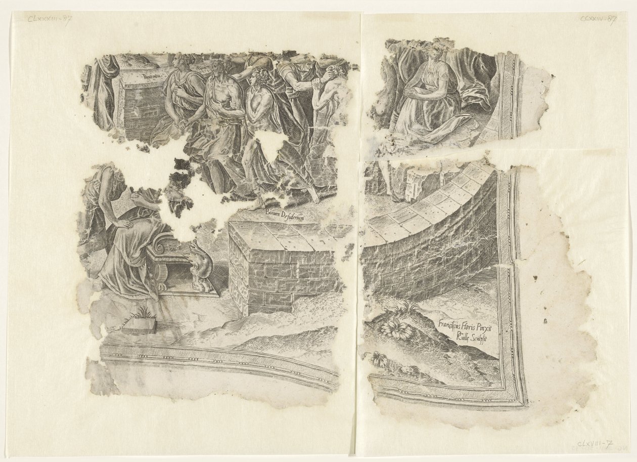 Cebes Tabula Cebetis Carta Vitae'nin sahnesinin sağ alt köşesi (orijinal başlık) by Philips Galle