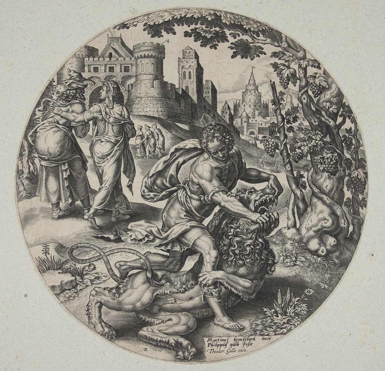 Samson aslanı parçalıyor by Philips Galle