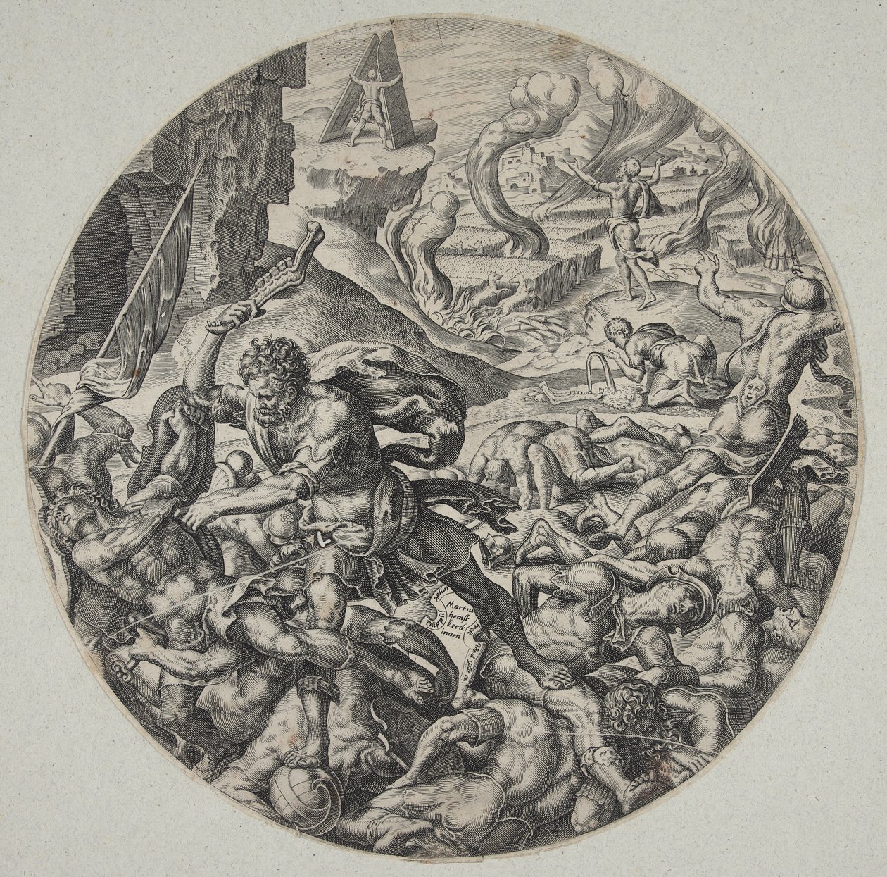 Samson, Filistinlileri eşek çene kemiğiyle dövüyor by Philips Galle